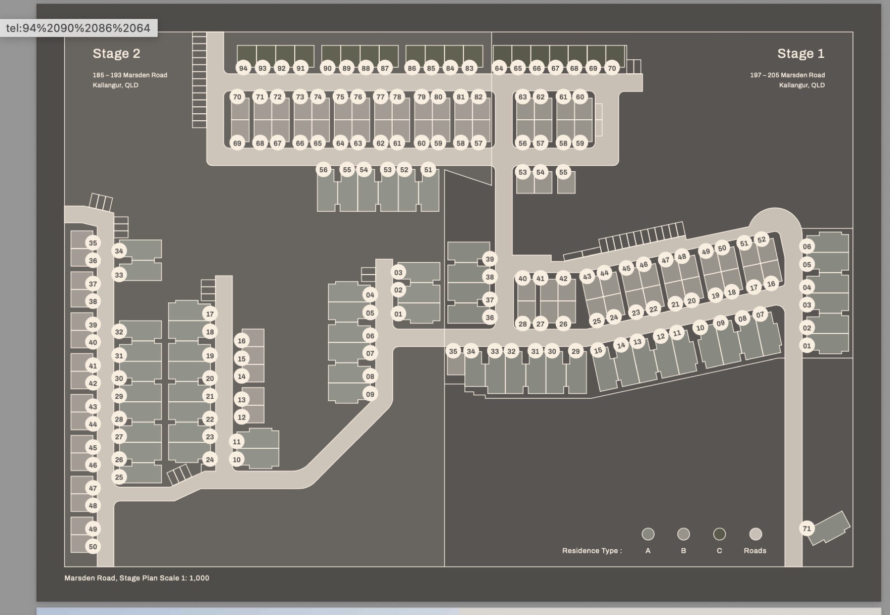 Marrambi Estate masterplan — Stage 1 & Stage 2 site layout