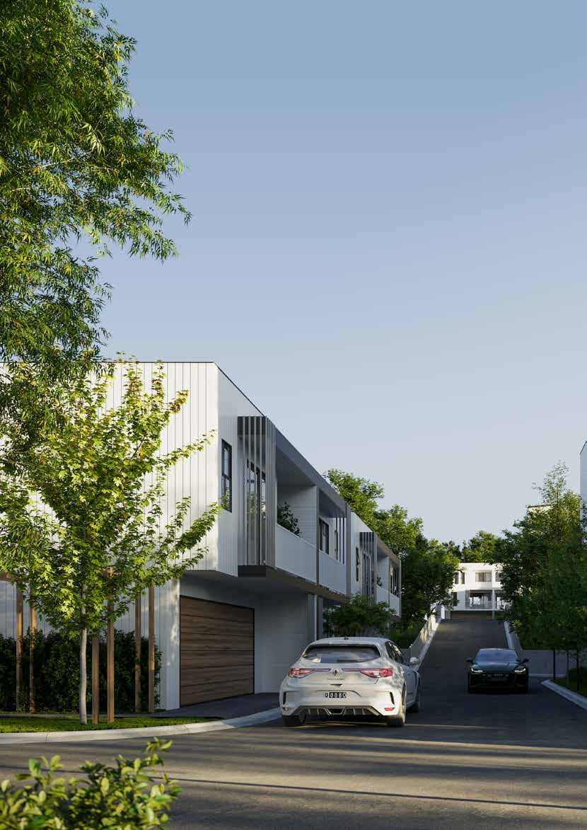 Streetscape render showing tree-lined approach to Marrambi Estate
